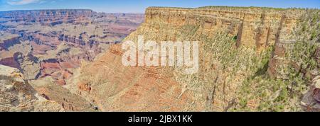 Zuni Point von der Ostseite des Moran Point am Grand Canyon South Rim Arizona aus gesehen. Stockfoto