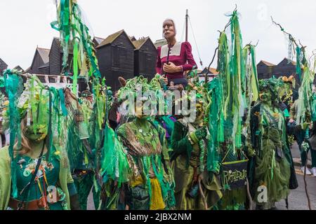 England, East Sussex, Hastings, The Annual Jack in the Green Festival, Teilnehmer an der Jack in the Green Parade Stockfoto