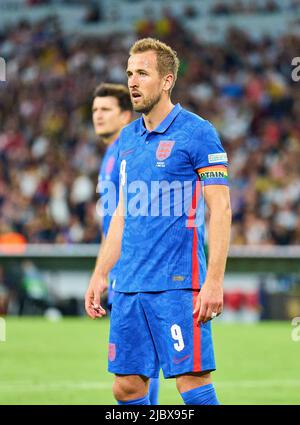 Harry KANE, England 9 beim UEFA Nations League 2022 Spiel DEUTSCHLAND - ENGLAND 1-1 in der Saison 2022/2023 am 07. Juni 2022 in München, Deutschland. © Peter Schatz / Alamy Live News Stockfoto