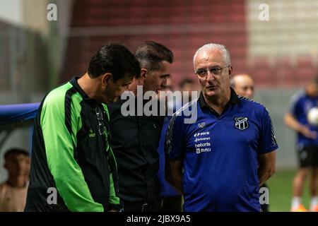 Belo Horizonte, Brasilien. 08.. Juni 2022. MG - Belo Horizonte - 06/08/2022 - BRASILIANISCHER A 2022 - AMERIKA MG X CEARA - America-MG Trainer Vagner Mancini spricht mit CEARA Trainer Dorival Junior während eines Spiels gegen Ceara im Stadion Independencia für die brasilianische Meisterschaft A 2022. Foto: Alessandra Torres/AGIF/Sipa USA Quelle: SIPA USA/Alamy Live News Stockfoto