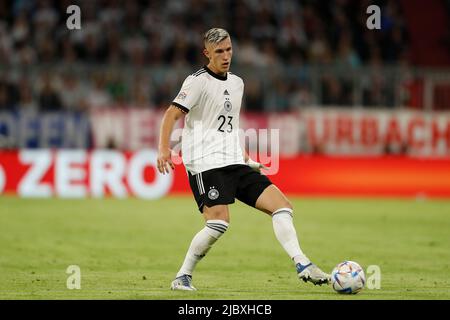 München, Deutschland. 7.. Juni 2022. Nico Schlotterbeck (GER) Fußball/Fußball : UEFA Nations League Gruppenphase für Finalturnier Gruppe A3 zwischen Deutschland 1-1 England in der Allianz Arena in München, Deutschland . Quelle: Mutsu Kawamori/AFLO/Alamy Live News Stockfoto