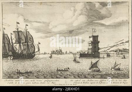 Ansicht von Bel, Druckerei: Pieter van den Berge, Verlag: Pieter van den Berge, Staten van Holland en West-Friesland, (auf Objekt erwähnt), 1694 - 1737, Papier, Radierung, H 167 mm × B 258 mm Stockfoto