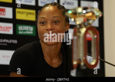 Rom, Italien. 08.. Juni 2022. Allyson Felix (USA) während der Pressekonferenz der Goldenen Gala der Wanda Diamond League Pietro Mennea im Stadio Olimpico in Rom, Italien, am 8 2022. Juni. (Foto von Giuseppe Fama/Pacific Press) Quelle: Pacific Press Media Production Corp./Alamy Live News Stockfoto