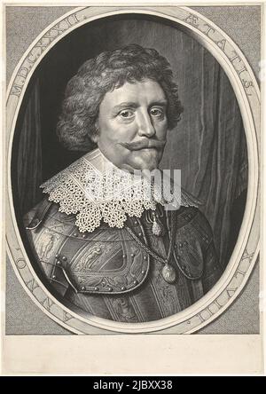 Porträt von Friedrich Henry, Prinz von Oranien., Druckerei: Willem Jacobsz. Delff, Michiel Jansz van Mierevelt, 1590 - 1638, Papier, Gravur Stockfoto