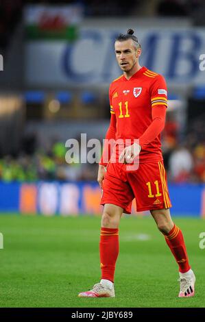 Cardiff, Großbritannien. 08.. Juni 2022. Gareth Bale (Wales no 11 )&#XA;&#XA;während des internationalen Nations-League-Spiels der Herren zwischen Wales &amp; Niederlande im Cardiff City Stadium in Cardiff, Wales Karl W Newton/Sports Pressefotos SPP Credit: SPP Sport Press Photo. /Alamy Live News Stockfoto