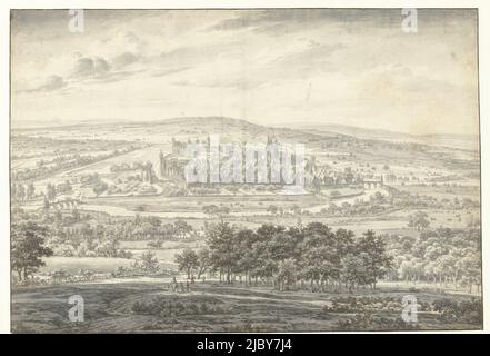 Weite Landschaft mit Blick auf die Stadt Herborn, Zeichner: Joris van der Haagen, 1625 - 1669, Papier, Stift, Pinsel, H 459 mm × B 668 mm Stockfoto