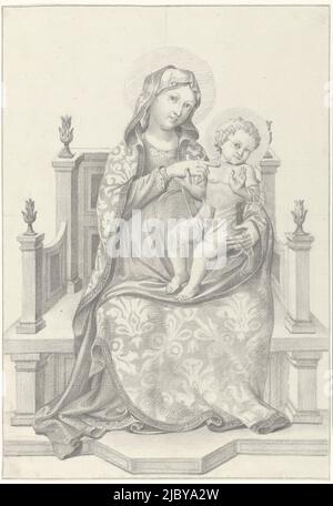 Mary with Child on Throne, anonymous, 1778, Zeichnung aus dem Album 'Voyage en Italie, en Sicile et à Malte', 1778., Zeichner: Anonym, 1778, Papier, H 359 mm × B 248 mm Stockfoto