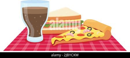 Fastfood-Set in Cartoon-Stil Illustration Stock Vektor