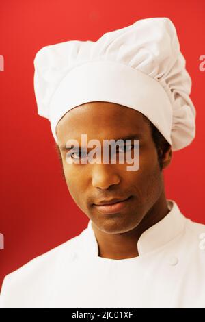 Porträt von männlichen Koch Hut Stockfoto