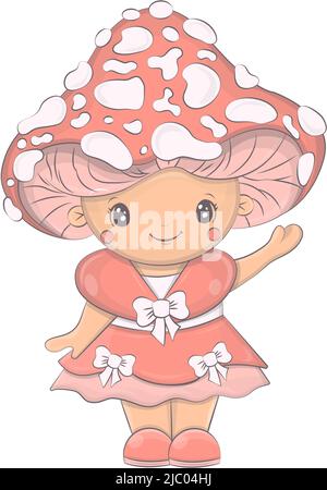 Cute Cartoon Illustration von Pilz-Charakter. Vektor-Illustration eines niedlichen Charakters. Niedliche kleine Illustration für Kinder, Märchen, Abdeckungen, Baby Stock Vektor