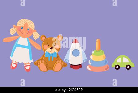 Sammlung von Spielzeug für Kinder Stock Vektor