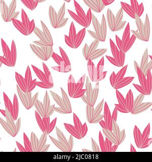 Nahtlos floral mit von Hand gezeichneten exotischen Blättern. Niedlichen Herbst Hintergrund. Tropisch rosa Zweige. Moderne florale Kompositionen. Modevektor Stock Vektor