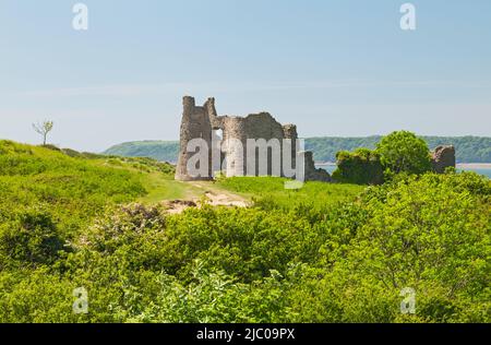 Pennard Castle Ruins, Pennard, Gower Peninsula, Swansea, South Wales, VEREINIGTES KÖNIGREICH Stockfoto