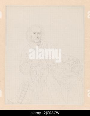 Entwurf für einen Druck, Porträt von Jacob van Lennep, Zeichner: Dirk Jurriaan Sluyter, nach: Johann Georg Schwartze, (möglicherweise), 1821 - 1886, Papier, H 376 mm × B 300 mm Stockfoto