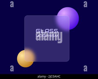Transparenter Rahmen im Glas-Morphismus-Stil. Ort für Ihre Texte. Vektorgrafik. Stock Vektor