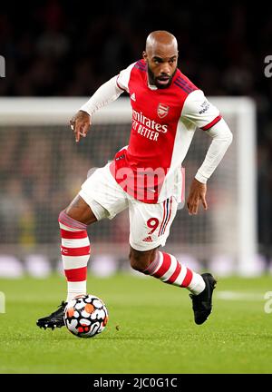 Aktenfoto vom 22-10-2021 von Arsenals Alexandre Lacazette. Alexandre Lacazette, der ehemalige Arsenal-Vordenzer, ist wieder in Lyon eingestiegen. Stockfoto