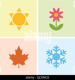 Four Seasons Winter Spring Summe Fall Icon Set Stock Vektor