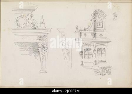 Blatt 32 Recto aus einem Skizzenbuch mit 58 Blatt, Zifferblatt, Zeichner: Isaac Gosschalk, Zeichner: Joseph Henry Gosschalk, (abgelehnte Zuordnung), 1862 - 1867, Papier Stockfoto