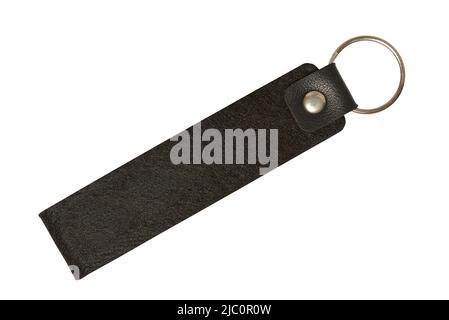 Schwarzer Schlüsselhalter isoliert auf weißem Hintergrund mit Beschneidungspfad Stockfoto