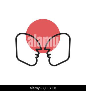 Doppelt von zwei männlichen Profilen, Empathie-Symbol. Coaching-Logo, Beziehungen, Kommunikationssymbol. Vektorgrafik Stock Vektor