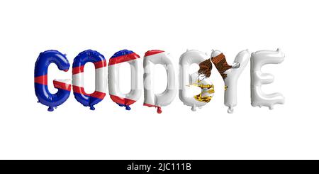 3D Illustration von Abschiedsbrief-Ballons mit amerikanischer samoa-Flagge isoliert auf weißem Hintergrund Stockfoto