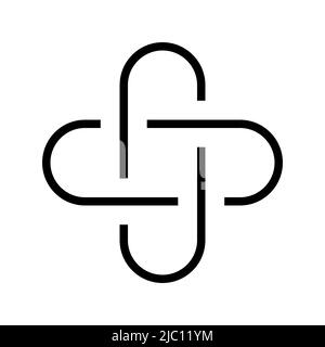 Zwei verflochtenen Schleifen Vektor-Zeichen Stock Vektor