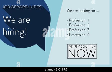 Job-Anzeige-Vorlage für Website oder Social Media, Job-Möglichkeiten-Konzept, Vektor-Illustration Stock Vektor