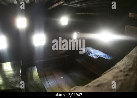 Old Austria Hütte Holzhaus Innenansicht Stockfoto