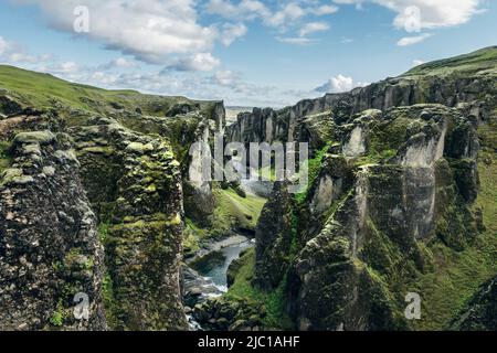 Fjadrargljufur Canyon im Süden Islands Stockfoto
