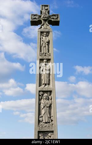 Denkmal für Caedmon, St. Mary's Churchyard, Whitby. Yorkshire Whitby North Yorkshire England Großbritannien GB Europa Stockfoto