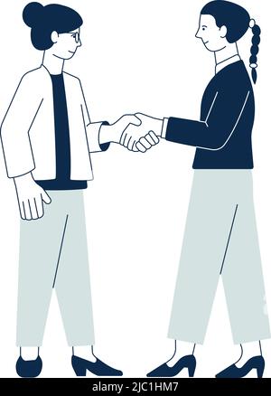 Frauen schütteln sich die Hände. Geschäftspartner. Arbeitsvereinbarung Stock Vektor