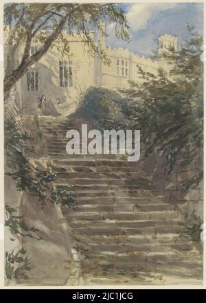 Gartentreppe in Haddon Hall (Derbyshire), Zeichner: David Cox (I), 1831 - 1859, Papier, Pinsel, H 365 mm × B 258 mm Stockfoto