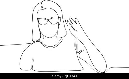 vektor-Porträt einer Frau in einer Linie mit Farbflecken auf dem Hintergrund Stock Vektor