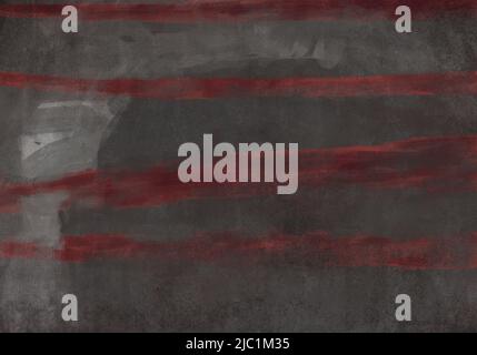 Erschreckende Motivtextur, Grunge und roter Blut horizontaler Pinselstrich, Kunst mit bauhaus-Abstrakt. Antike Wand Hintergrund zerstört Malerei, blass Co Stockfoto