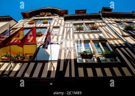 Traditionelle Fachwerkhäuser in Troyes, Aube, Champagne-Ardenne, Frankreich. Stockfoto