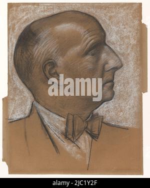 Selbstportrait mit Fliege, Zeichner: Leo Gestel, 1891 - 1941, Papier, Zeichnung, H 315 mm × B 250 mm Stockfoto