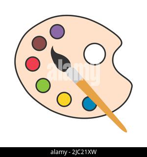 Flache Kunst Werkzeug Palette mit Farben Farbe, Künstler Web Design Grafik Vektor Illustration . Stock Vektor