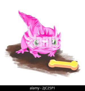 Niedliche Dinosaurier, Cartoon, Doodle-Stil, Acrylfarben Stock Vektor