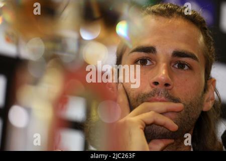 Rom, Italien. 08.. Juni 2022. Gianmarco Tamberi (ITA) während der Pressekonferenz der Goldenen Gala der Wanda Diamond League Pietro Mennea im Stadio Olimpico in Rom, Italien, am 8 2022. Juni. (Foto von Giuseppe Fama/Pacific Press/Sipa USA) Quelle: SIPA USA/Alamy Live News Stockfoto