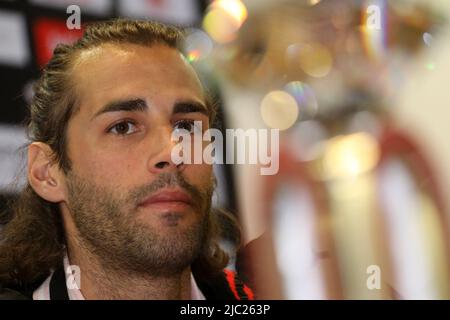 Rom, Italien. 08.. Juni 2022. Gianmarco Tamberi (ITA) während der Pressekonferenz der Goldenen Gala der Wanda Diamond League Pietro Mennea im Stadio Olimpico in Rom, Italien, am 8 2022. Juni. (Foto von Giuseppe Fama/Pacific Press/Sipa USA) Quelle: SIPA USA/Alamy Live News Stockfoto