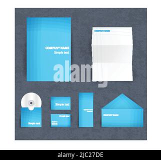 Professionelle Corporate Identity Set mit blauen Papeterie Vorlagen Vektor-Illustration Stock Vektor