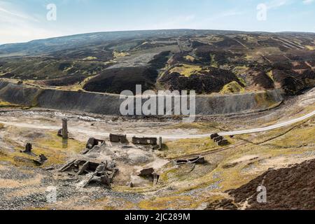 Ruinen der alten Bande führen Mine in den Hügeln über reeth in den yorkshire Dales Stockfoto