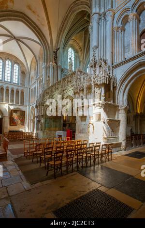 Troyes Kirche von Sainte-Madeleine, erbaut im 12.. Jahrhundert. Aube, Champagne-Ardenne, Frankreich. JUBE aus dem 16.. Jahrhundert von Jean Gailde. Stockfoto