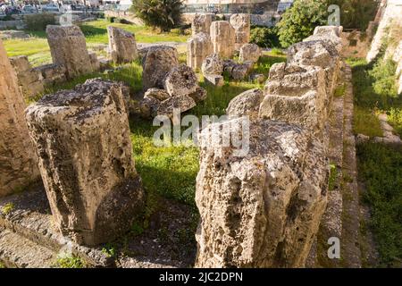 Ruinen des Apollotempels / tempio di Apollo in Largo XXV Luglio, 96100 Siracusa SR, Insel Ortigia, Siracusa in Sizilien, Italien (129) Stockfoto