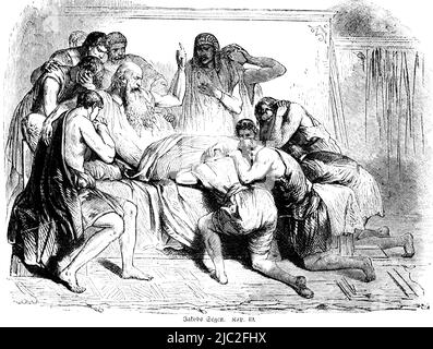 Die Bibel, Altes Testament, 1. Buch Mose, Genesis, Kapitel 49, historische Illustration 1850´s Stockfoto