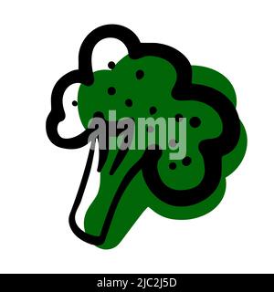 Doodle Brokkoli. Grüner Brokkoli isoliert auf weißem Hintergrund. Handgezeichnetes frisches Gemüse. Das Symbol für gesunde Ernährung, gesunde Ernährung, Öko-Ernährung, g Stock Vektor