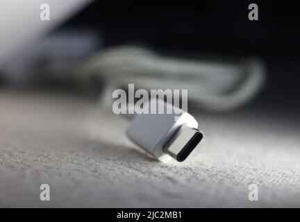 Bis Herbst 2024 wird USB Type-C zum gemeinsamen Ladeanschluss für alle Mobiltelefone, Tablets und Kameras in der EU, haben sich die Verhandlungsführer des Parlaments und des Rates heute darauf geeinigt. Stockfoto