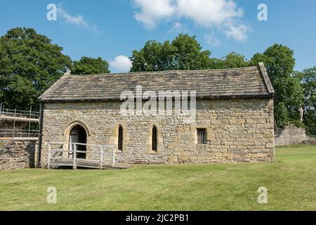 Die Kapelle, Pickering Castle, eine motte-and-bailey-Festung in Pickering, North Yorkshire, England. Stockfoto