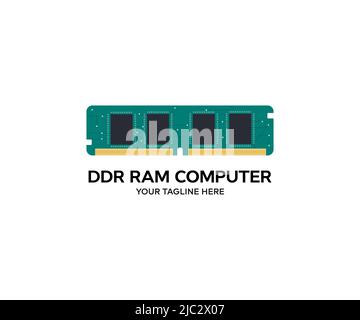 RAM Random Access Memory-Module. Kontakte, Verbindungsspuren und Mikrochips eines Computer-Logo-Designs. Vektor-Design für Ausrüstung und Computerhardware. Stock Vektor