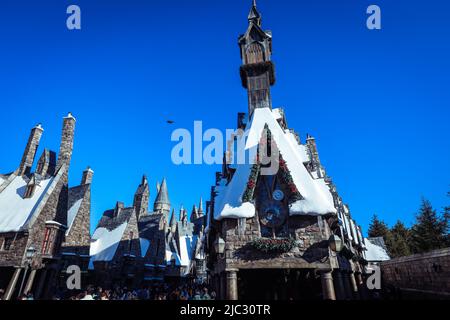 Herrlicher Blick auf das Dorf Hogsmeade in der Nähe von Schloss Hogwarts Stockfoto